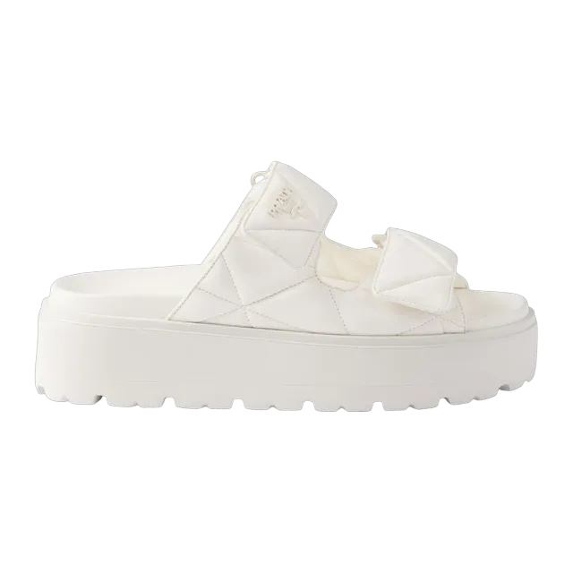 Prada Padded Nappa Leather Slides White — Authentic Shoes & Footwear at CLZTURE
