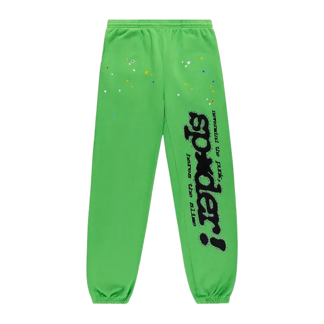 Sp5der Punk V2 Rhinestone Sweatpant Bright Green — Authentic Pants & Trousers at CLZTURE