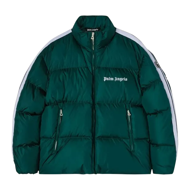 Palm Angels Classic Track Down Jacket Green/White — Authentic Jackets & Outerwear at CLZTURE