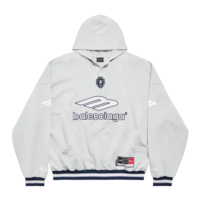 Balenciaga Hoodie Polo 3B Football Grey — Authentic Hoodies & Sweats at CLZTURE