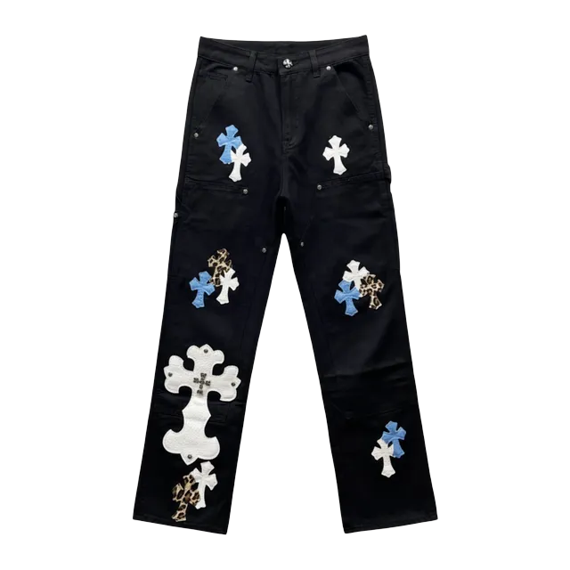 Chrome Hearts Cross Patch Jeans Blue Leopard — Authentic Chrome Hearts in stock at CLZTURE