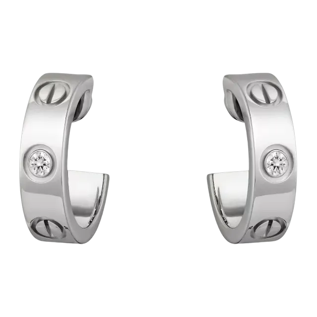 Cartier Créoles Love Classique 2 Diamants Silver — Authentic Cartier in stock at CLZTURE