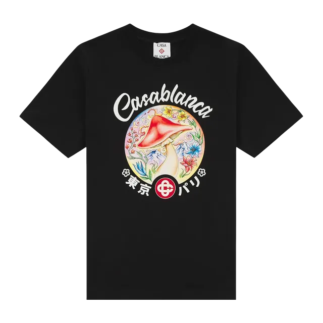 Casablanca Mushroom Emblem Printed T-Shirt Black — Authentic T-Shirts at CLZTURE