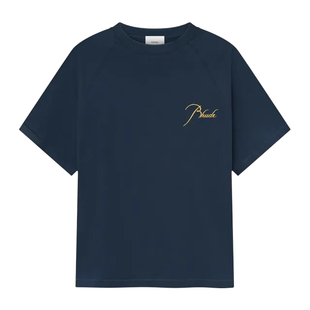 Rhude Classique Raglan Logo T-Shirt Blue — Authentic Rhude in stock at CLZTURE