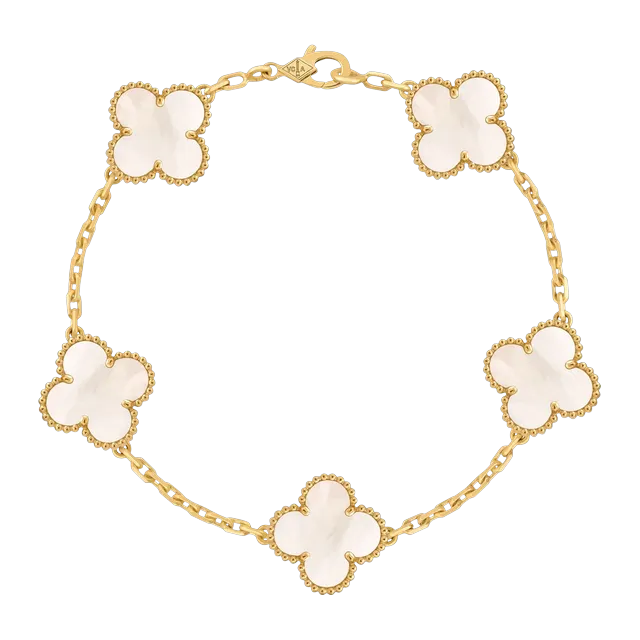 Van Cleef & Arpels Vintage Alhambra 5 Motifs Nacre Gold — Authentic Jewelry at CLZTURE