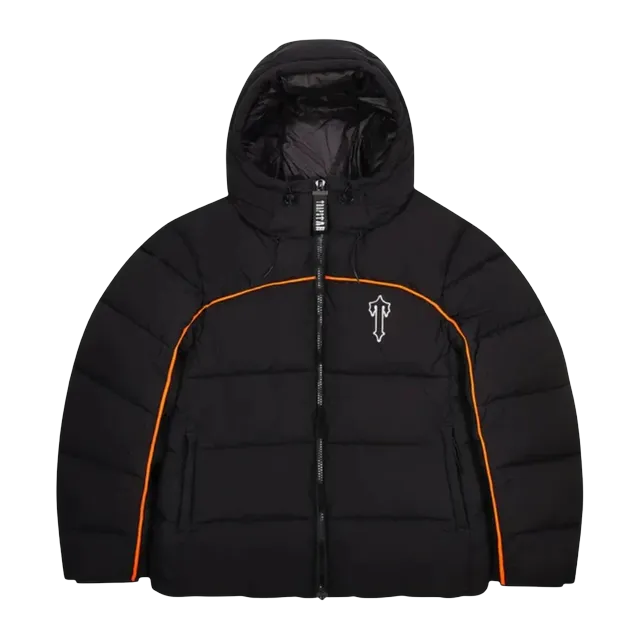Trapstar Irongate Arch Piping Puffer Black Orange — Authentic Jackets & Outerwear at CLZTURE