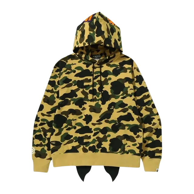 BAPE 1St Camo Shark Relaxed Fit Fullover Hoodie Yellow — Authentic Hoodies & Sweats at CLZTURE