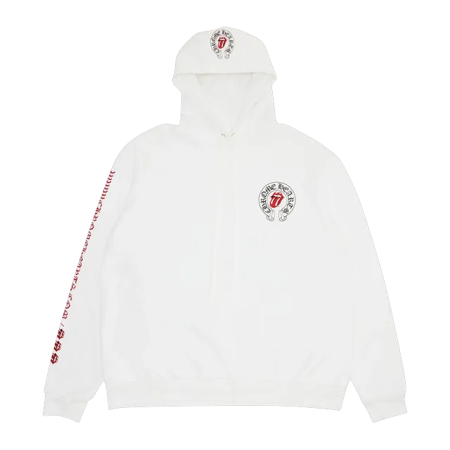 Chrome Hearts Rolling Stone Lips Hoodie White — Authentic Hoodies & Sweats at CLZTURE
