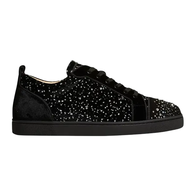Christian Louboutin Louis Junior Degra Flat Low Black Silver Swarovski — Authentic Shoes & Footwear at CLZTURE