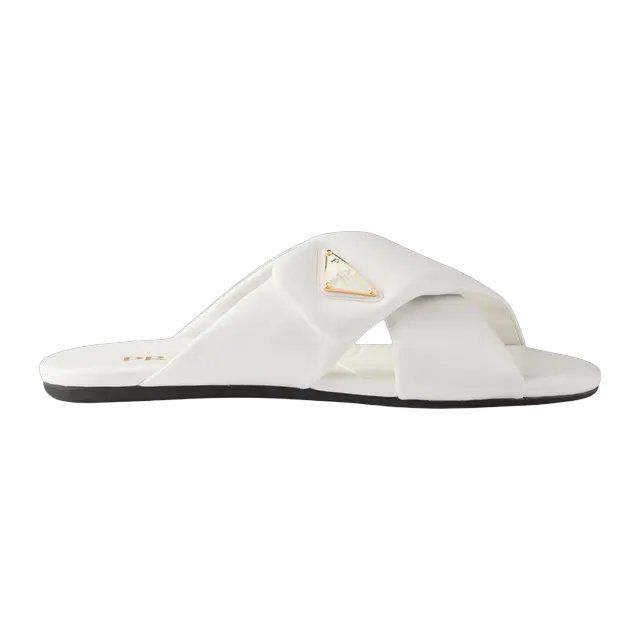 Prada Padded Nappa Leather Slides White — Authentic Shoes & Footwear at CLZTURE
