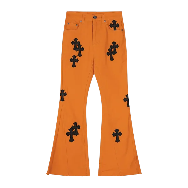Chrome Hearts Cross Patch Jeans Orange Black — Authentic Chrome Hearts in stock at CLZTURE