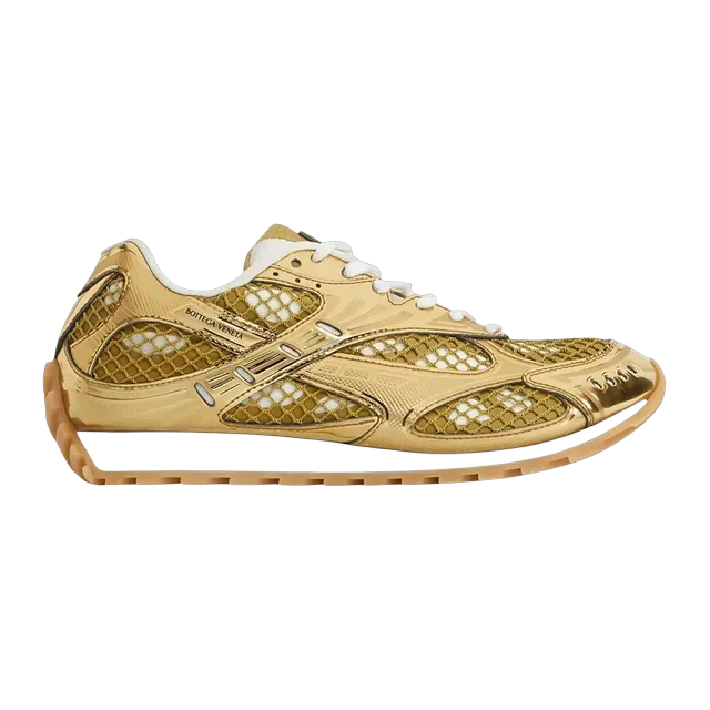 Bottega Veneta Orbit Sneaker Gold — Authentic Shoes & Footwear at CLZTURE