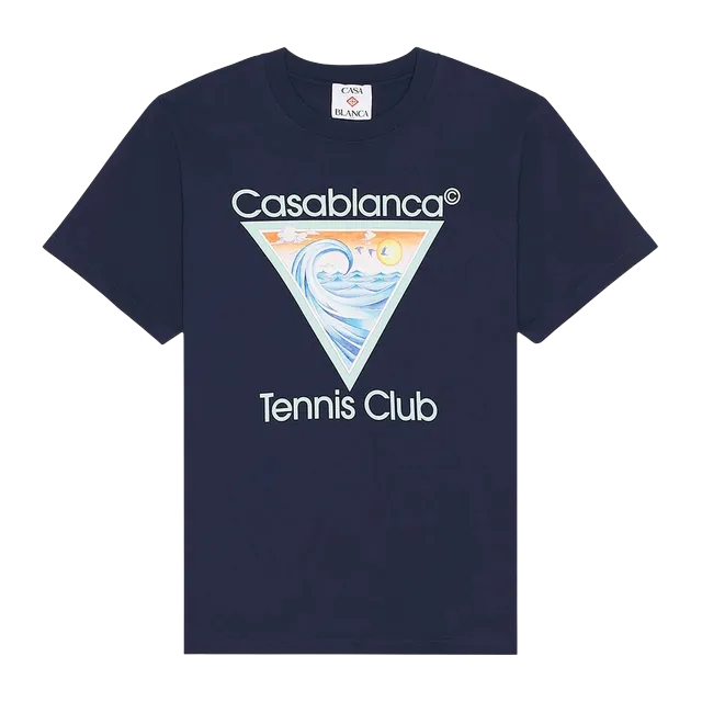 Casablanca Tennis Icon Club T-Shirt Navy — Authentic T-Shirts at CLZTURE