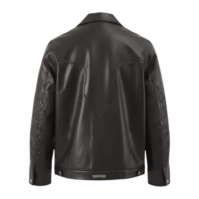 Chrome Hearts Leather Embroidered Jacket Black — Authentic Jackets & Outerwear at CLZTURE