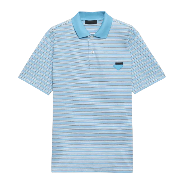 Prada Striped Cotton Polo Shirt Blue — Authentic Prada in stock at CLZTURE