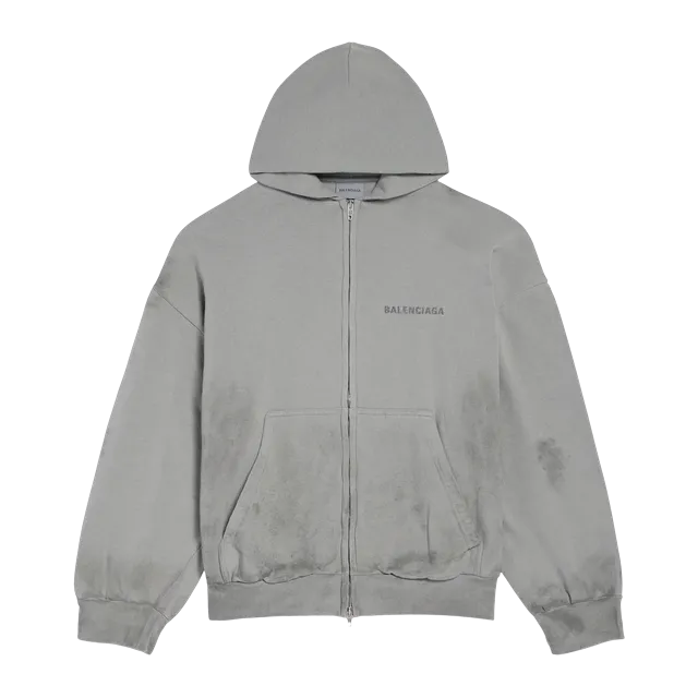 Hoodie Zippé Balenciaga Back Grey — Authentic Balenciaga in stock at CLZTURE