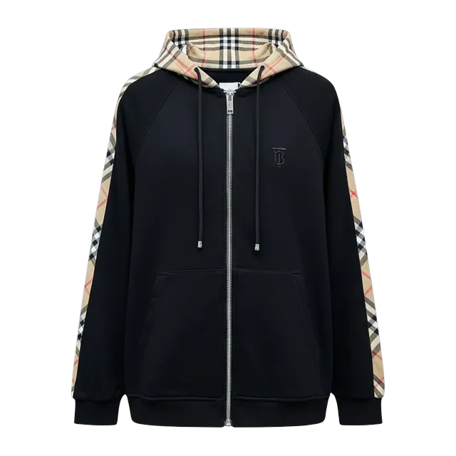 Burberry Sweatshirt Zip Check Black — Authentic Burberry in stock at CLZTURE