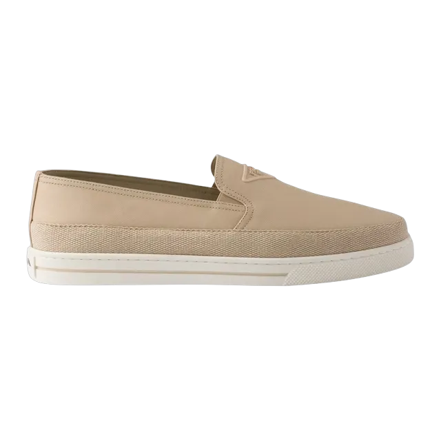 Prada Cotton Canvas Slip-Ons Brown — Authentic Prada in stock at CLZTURE