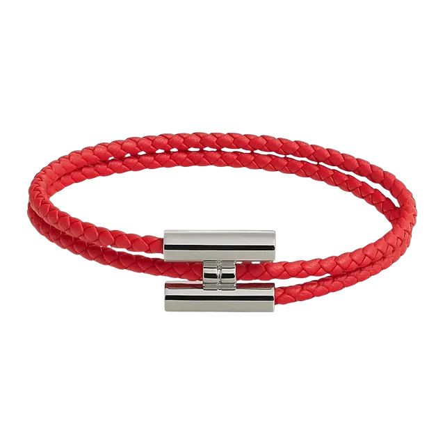 Hermès Bracelet Tournis Tressé Red — Authentic Jewelry at CLZTURE