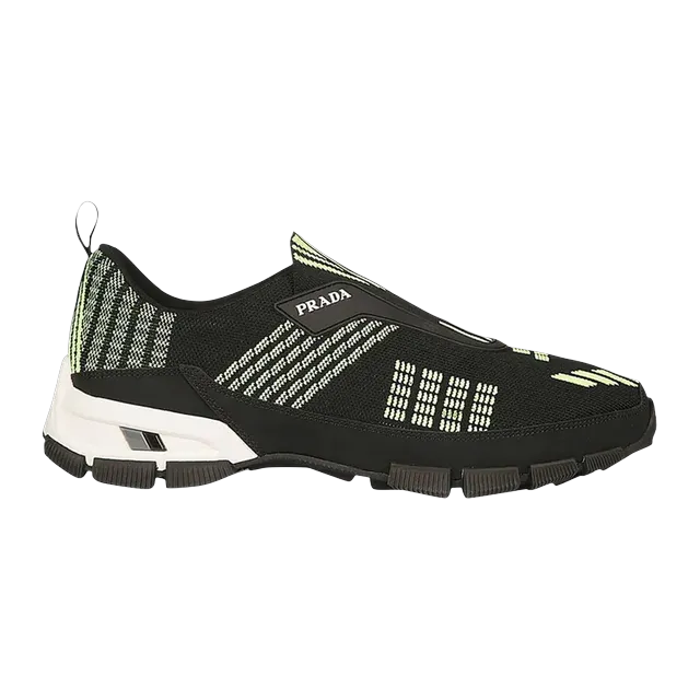 Prada Crossection Knit Low Black Neon Green — Authentic Shoes & Footwear at CLZTURE