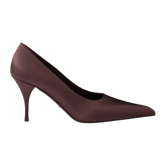Prada Satin Pumps 85Mm Brown — Authentic Shoes & Footwear at CLZTURE