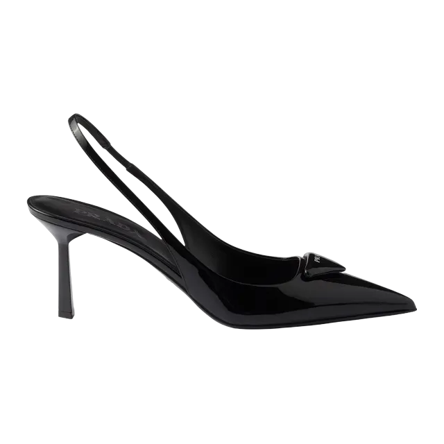 Prada Patent Leather Slingback Pumps 75Mm Black — Authentic Shoes & Footwear at CLZTURE