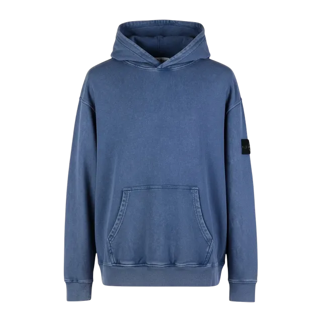 Stone Island Washed Hoodie Blue — Authentic Stone Island in stock at CLZTURE