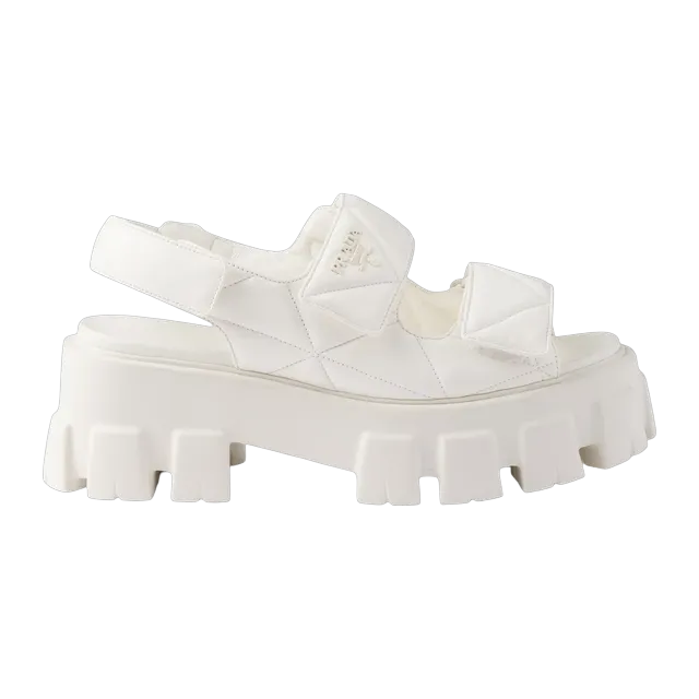 Prada Monolith Nappa Leather Sandals White — Authentic Shoes & Footwear at CLZTURE