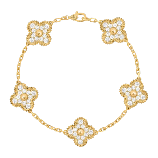 Van Cleef & Arpels Vintage Alhambra 5 Motifs Diamant Gold — Authentic Jewelry at CLZTURE