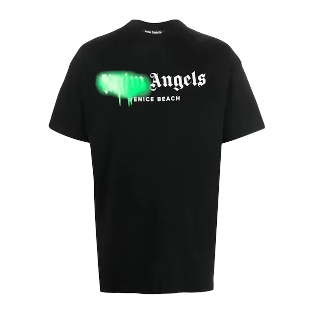 Palm Angels Venice Beach Sprayed Logo Black — Authentic T-Shirts at CLZTURE