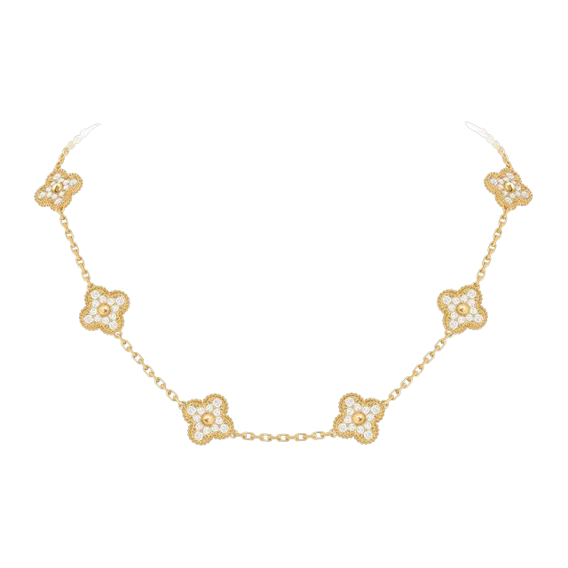 Van Cleef & Arpels Vintage Alhambra 10 Motifs Diamant Gold — Authentic Jewelry at CLZTURE