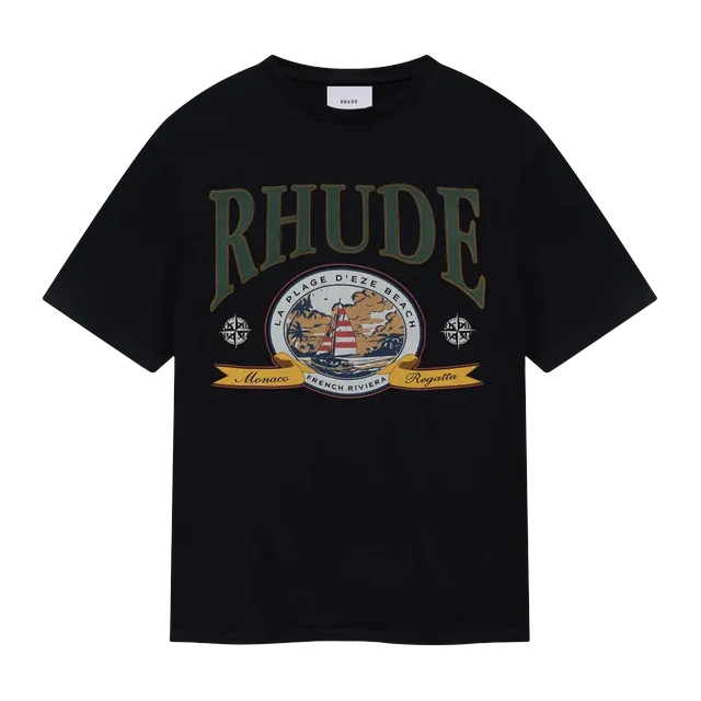 Rhude Monaco Regatta T-Shirt Black — Authentic Rhude in stock at CLZTURE