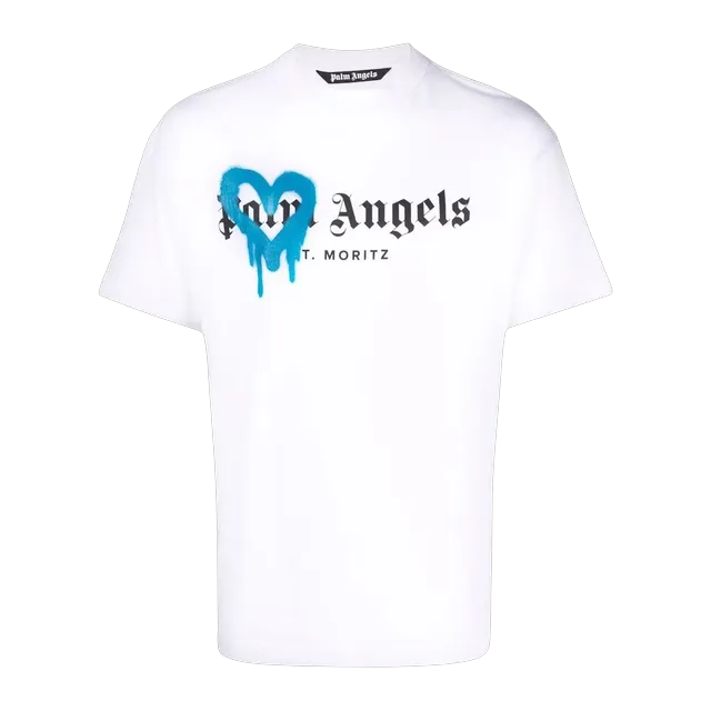 Palm Angels St. Moritz Sprayed Logo White — Authentic T-Shirts at CLZTURE