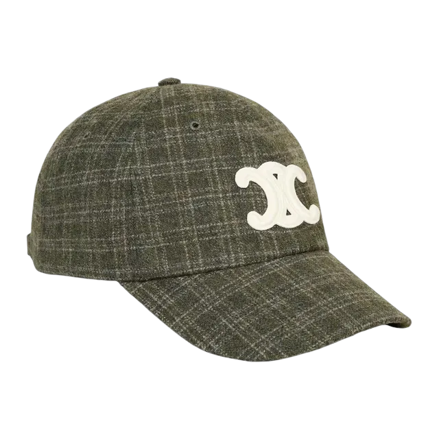 Céline Cap Triomphe Feutre De Laine à Carreaux Brown — Authentic Accessories at CLZTURE
