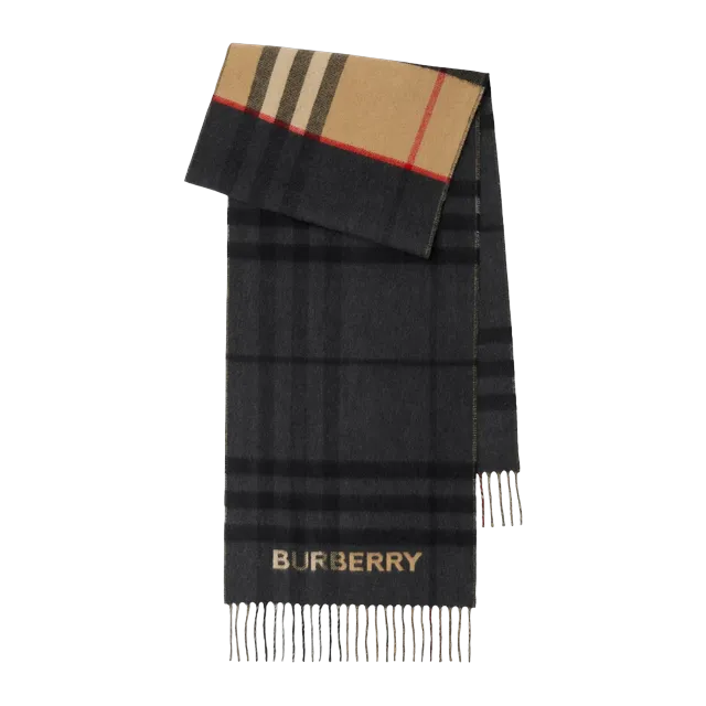 Burberry Scarf Cachemire Check Contrastant Black — Authentic Burberry in stock at CLZTURE