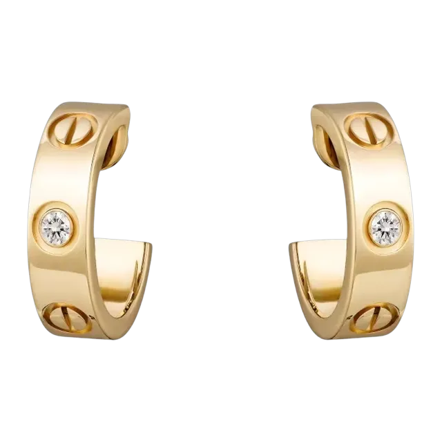 Cartier Créoles Love Classique 2 Diamants Gold — Authentic Cartier in stock at CLZTURE