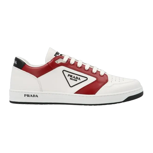Prada New Avenue Leather Low White Red — Authentic Shoes & Footwear at CLZTURE