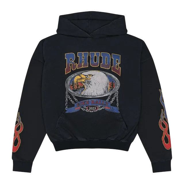 Rhude Screaming Eagle Hoodie Vintage Black — Authentic Hoodies & Sweats at CLZTURE