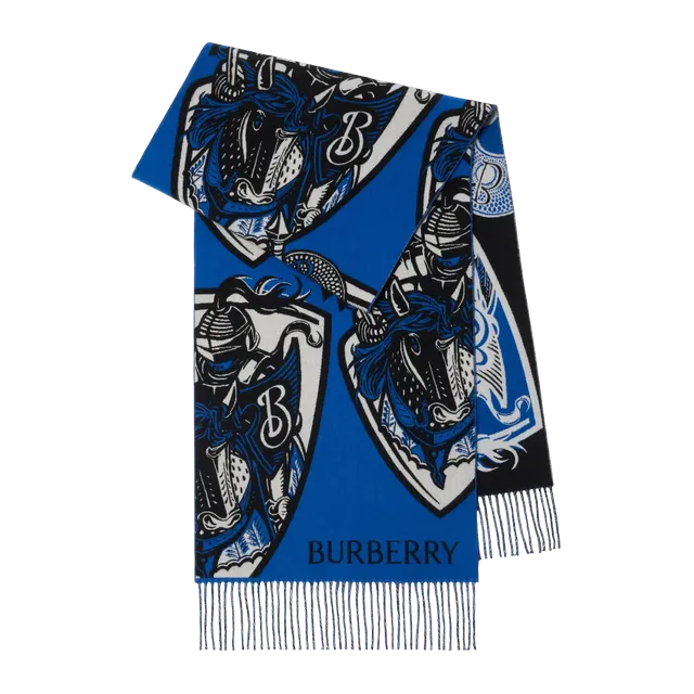 Burberry Scarf Wool Et Cachemire Charging Knight Blue — Authentic Accessories at CLZTURE