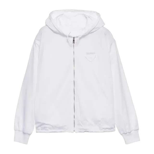Prada Jacket à Capuche Réversible Jersey White — Authentic Prada in stock at CLZTURE