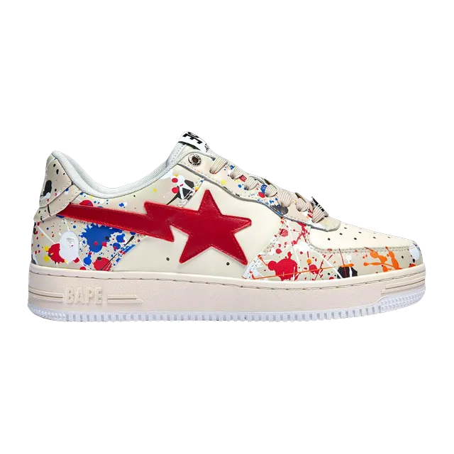 BAPE Bapesta Low Paint Splatter – Ivory — Authentic Shoes & Footwear at CLZTURE
