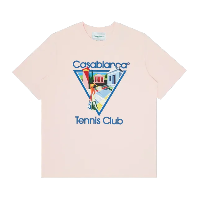 Casablanca Printed T-Shirt Pink La Joueuse — Authentic Casablanca in stock at CLZTURE