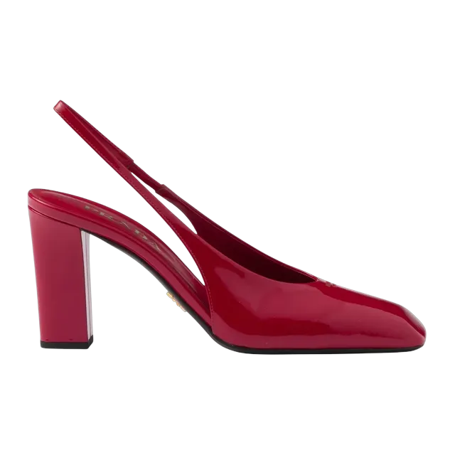 Prada Patent Leather Slingback Pumps 85Mm Red — Authentic Shoes & Footwear at CLZTURE