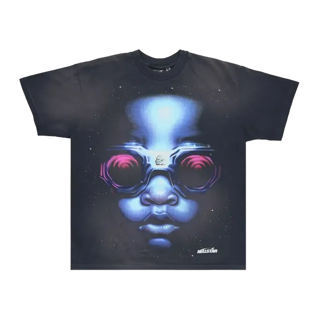 Hellstar Goggle T-Shirt Black/Blue — Authentic Hellstar in stock at CLZTURE