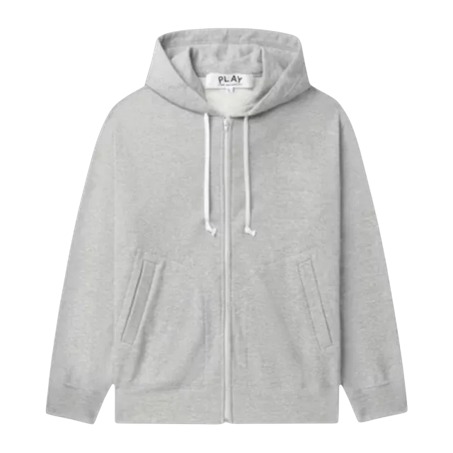Comme des Garçons Play Play Zip Hooded Sweatshirt Grey — Authentic Hoodies & Sweats at CLZTURE