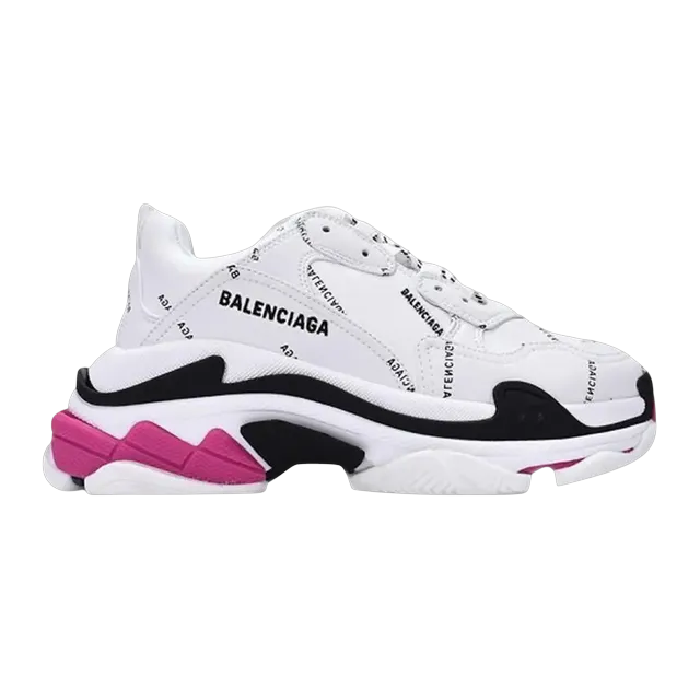 Balenciaga Triple S Allover Logo White Pink — Authentic at CLZTURE
