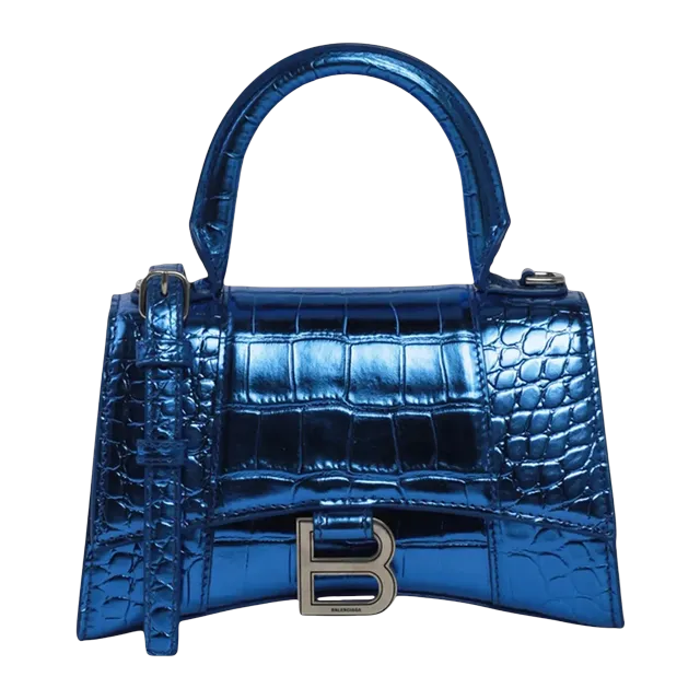Balenciaga Hourglass Top Xs 19Cm Croco Blue — Authentic Balenciaga in stock at CLZTURE