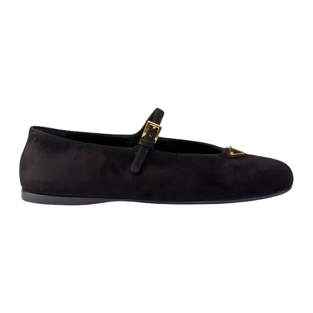 Prada Suede Ballerinas Black — Authentic Loafers & Flats at CLZTURE