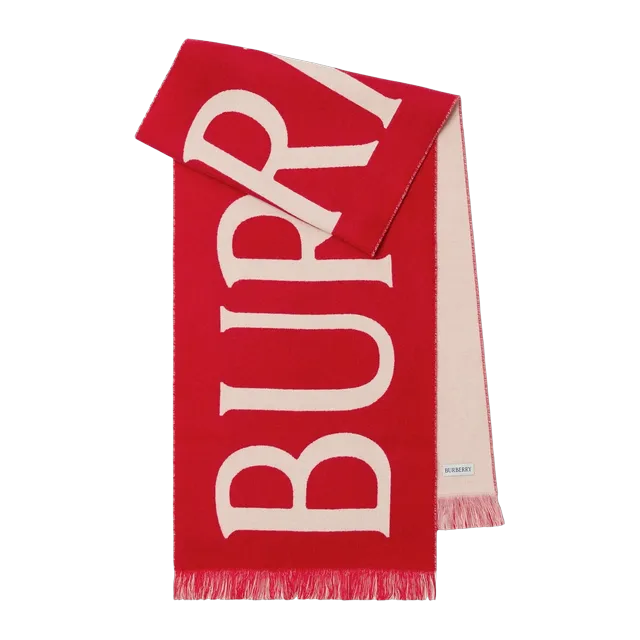 Burberry Scarf Wool à Logo Red — Authentic Accessories at CLZTURE