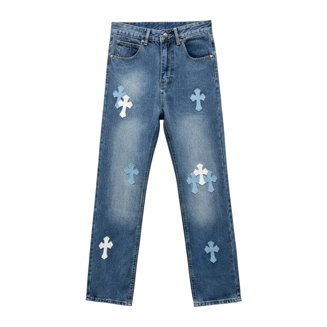 Chrome Hearts Cross Patch Chengdu Jeans Blue White — Authentic Chrome Hearts in stock at CLZTURE